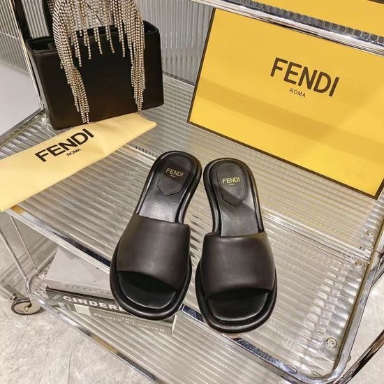 Fendi Platform Slide Sandals With Embroidered Detail