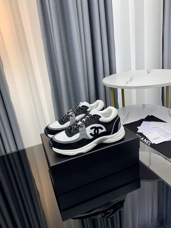 Chanel Color Block Thick Sole Comfort Height Increasing Shoes
