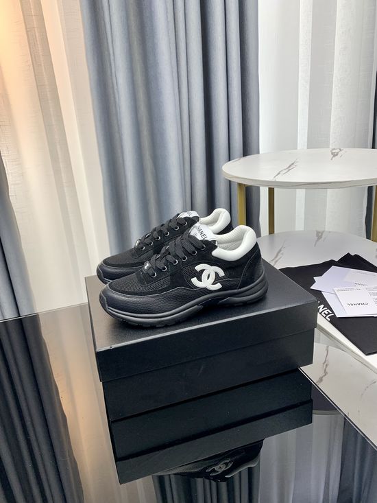 Chanel Color Block Thick Sole Comfort Height Increasing Shoes