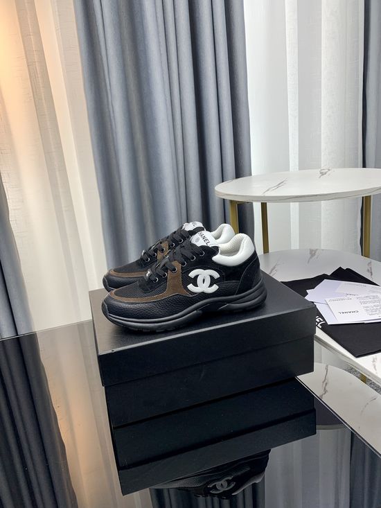 Chanel Color Block Thick Sole Comfort Height Increasing Shoes