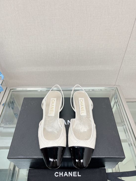 Chanel Embroidered Quilted Square Toe Slingback Sandals