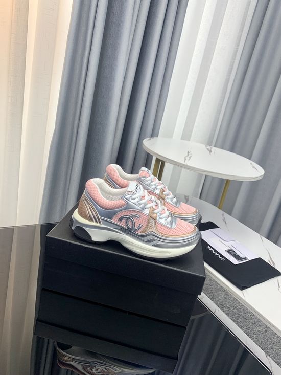 Chanel Metallic Upper Fashion Sneakers with Comfortable Breathable Lining