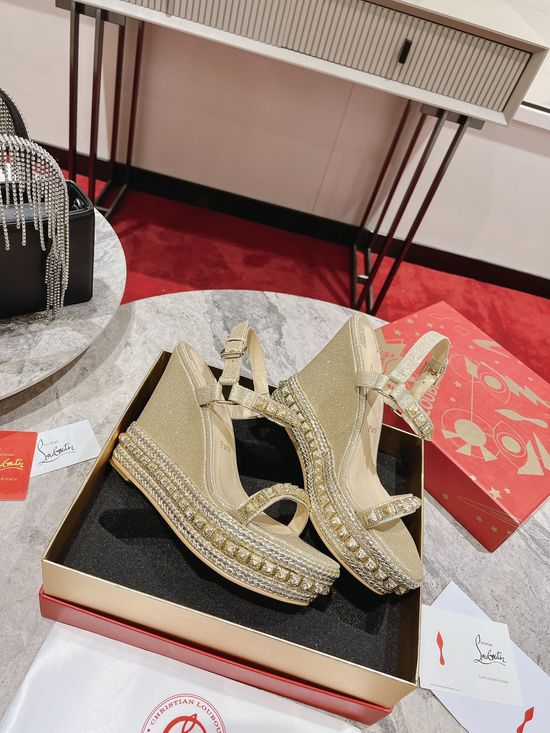 Bottega Veneta Woven Wedge Sandals with Crossover Straps