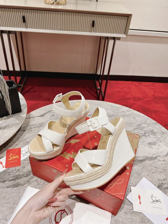 Bottega Veneta Woven Wedge Sandals with Crossover Straps