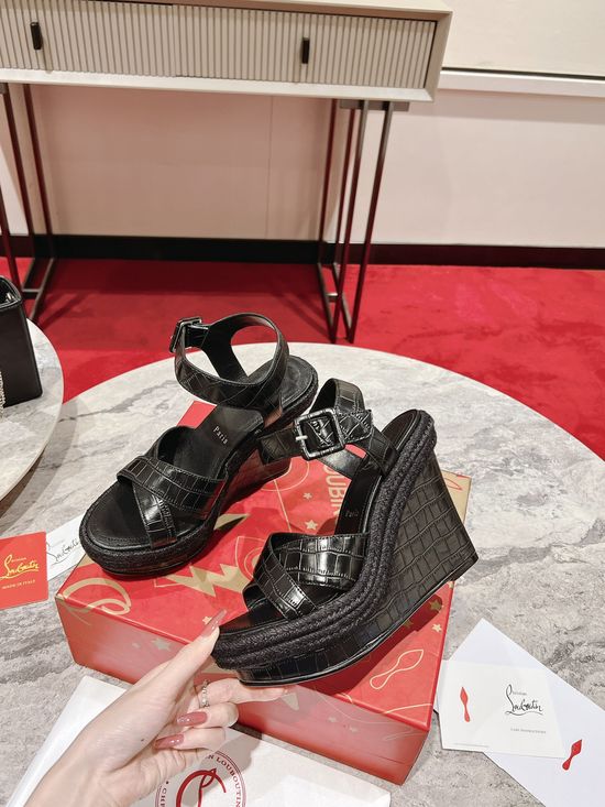 Bottega Veneta Woven Wedge Sandals with Crossover Straps