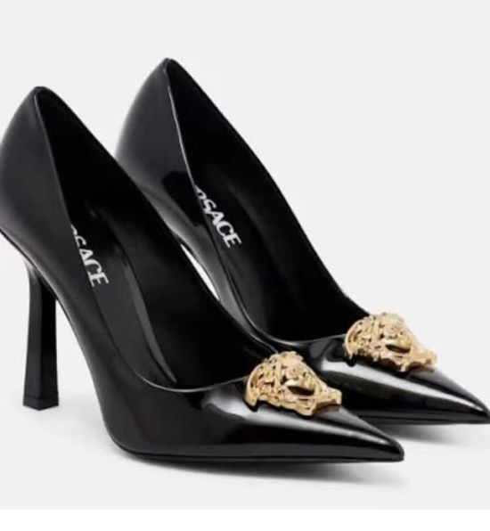 Versace Patent Leather Upper Elegant High Heel Pumps