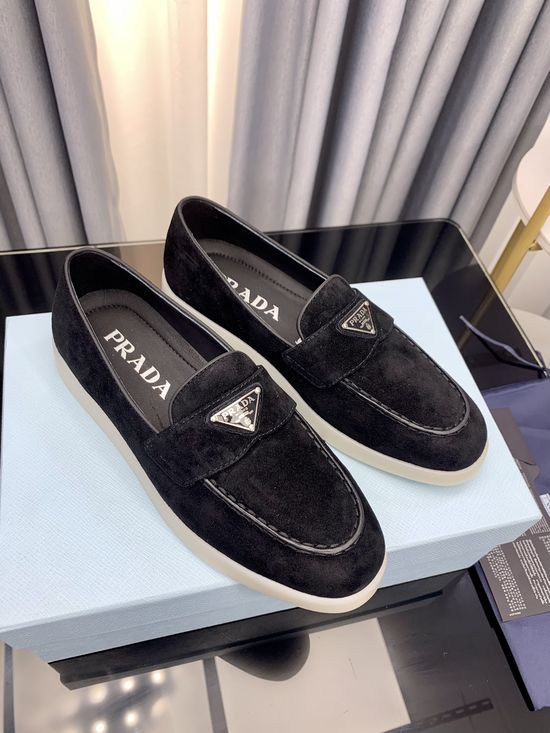 Prada Classic Logo Loafers Premium Suede Upper Durable Sole