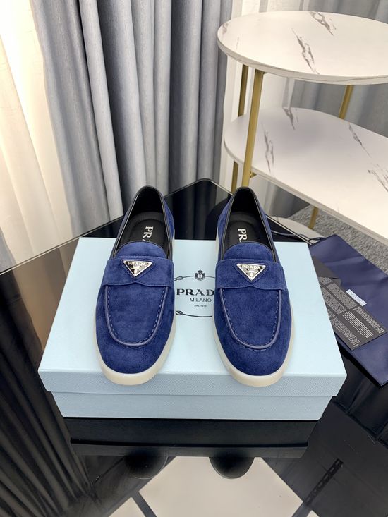 Prada Classic Logo Loafers Premium Suede Upper Durable Sole
