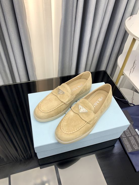 Prada Classic Logo Loafers Premium Suede Upper Durable Sole