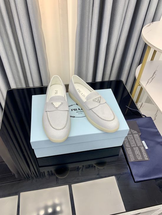 Prada Classic Logo Loafers Premium Suede Upper Durable Sole