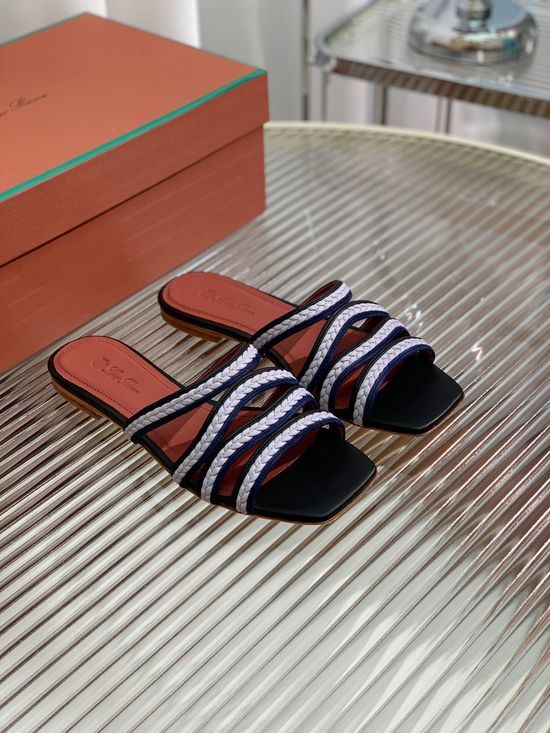Loro Piana Genuine Leather Comfortable Summer Flat Slides