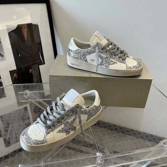 Golden Goose GGDB Shiny Sequin Distressed Casual Platform Sneakers Comfortable