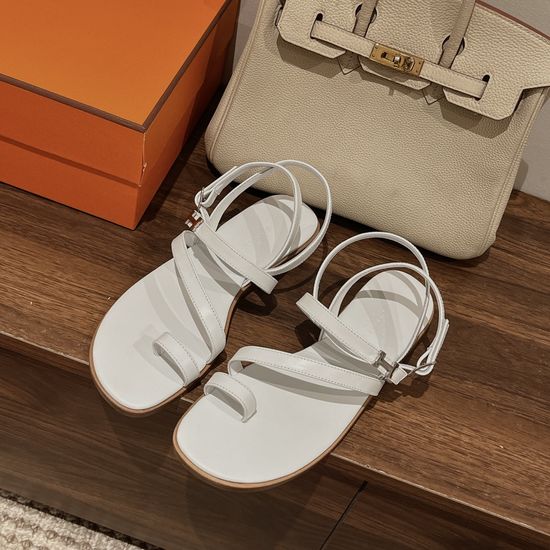 Hermes Elegant Roman Style Leather Sandals with Fine Details