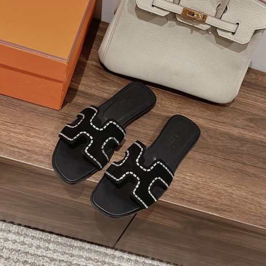 Hermes Premium Cowhide Slide Sandals Comfortable Soft Sole