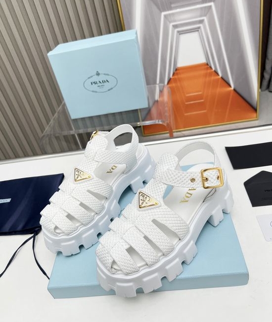 Prada Knitted Platform Casual Sandals with Non-slip Durable Sole
