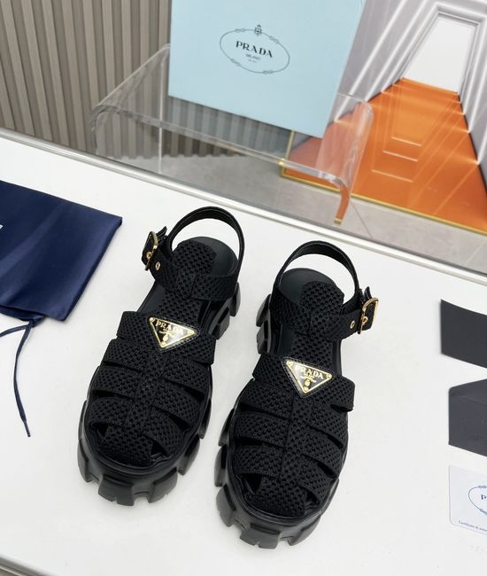 Prada Knitted Platform Casual Sandals with Non-slip Durable Sole