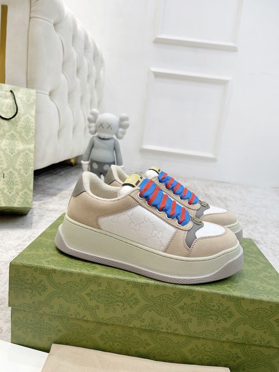 Gucci Vintage Worn Look Platform Sneakers Breathable Comfortable Casual Shoes