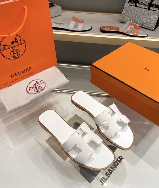 Hermes Premium Handcrafted Leather Slides With Soft Comfortable Sole