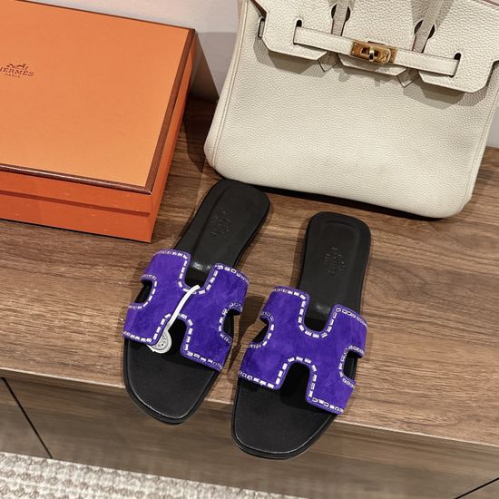 Hermes Premium Cowhide Slide Sandals Comfortable Soft Sole