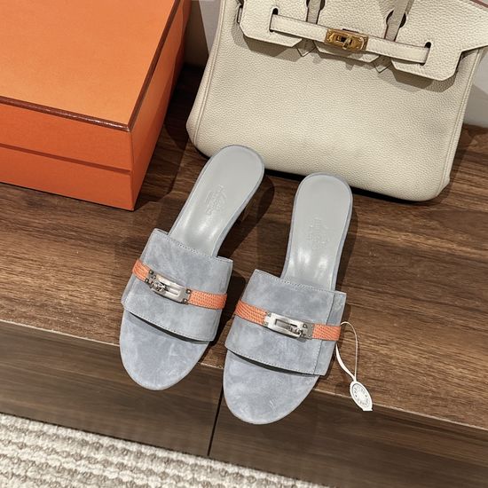 Hermes Classic Buckle Decor Low Heel Sandals Premium Leather Sole