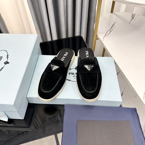 Prada Classic Logo Loafers Premium Suede Upper Durable Sole