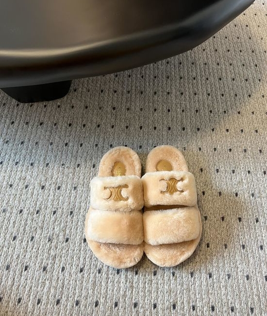 Celine Soft Wool Slippers Lightweight TPU Sole Height Increasing