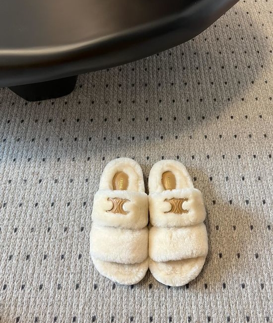 Celine Soft Wool Slippers Lightweight TPU Sole Height Increasing