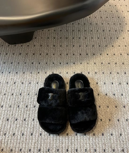 Celine Soft Wool Slippers Lightweight TPU Sole Height Increasing