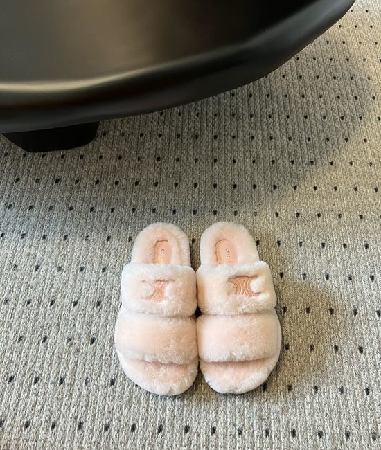 Celine Soft Wool Slippers Lightweight TPU Sole Height Increasing