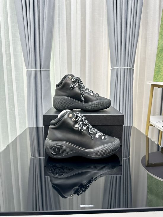 Chanel Genuine Leather Thick Sole Warm Non-slip Snow Boots