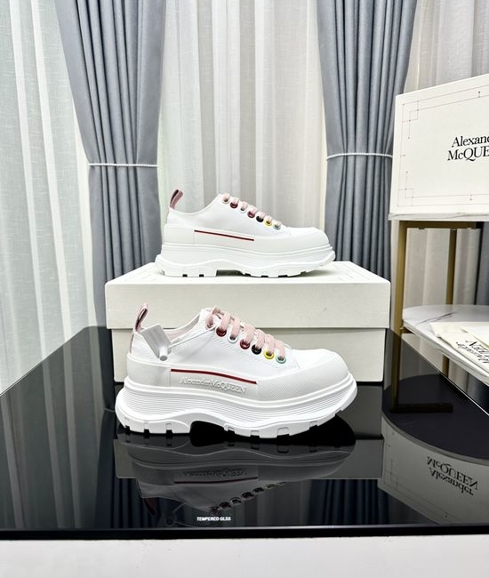 McQueen Premium Leather Casual Sneakers Lightweight Comfortable Walking Footwear