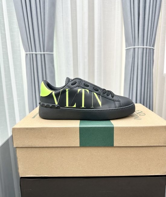 Valentino Studded Thick Sole Elevated Leather Casual Daily Sneakers