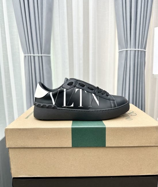 Valentino Studded Thick Sole Elevated Leather Casual Daily Sneakers