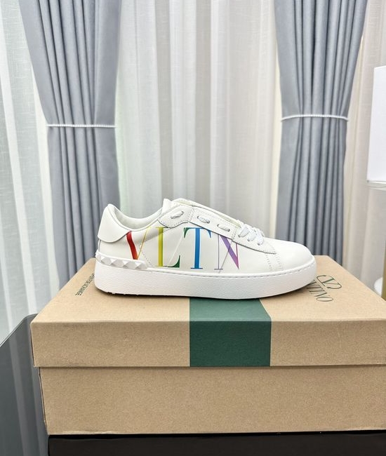 Valentino Studded Thick Sole Elevated Leather Casual Daily Sneakers