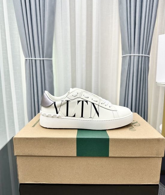 Valentino Studded Thick Sole Elevated Leather Casual Daily Sneakers