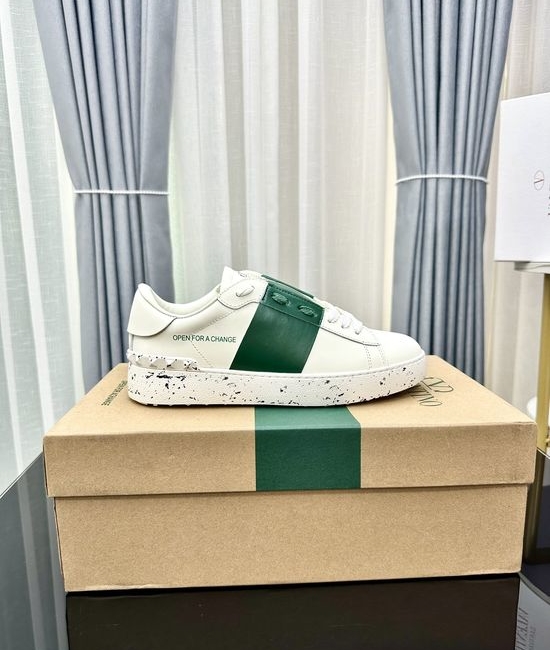 Valentino Studded Thick Sole Elevated Leather Casual Daily Sneakers