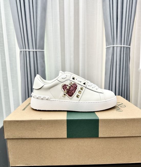 Valentino Studded Thick Sole Elevated Leather Casual Daily Sneakers