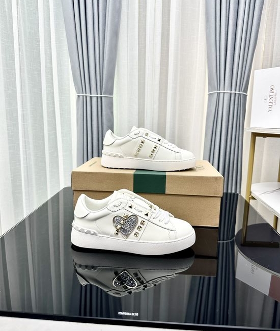Valentino Studded Thick Sole Elevated Leather Casual Daily Sneakers