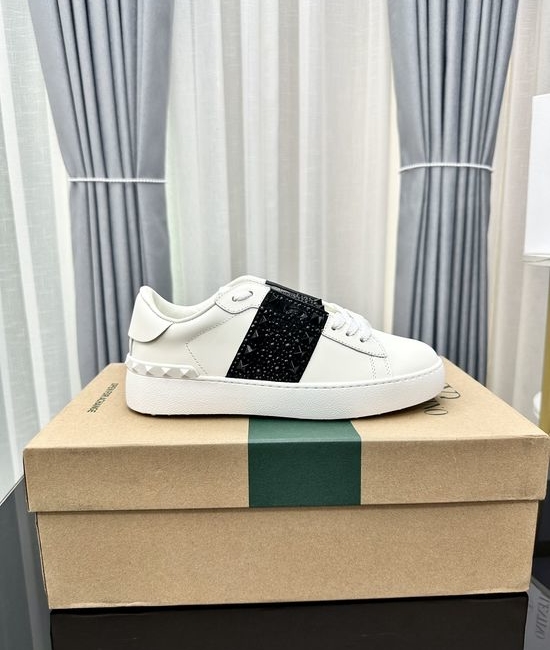 Valentino Studded Thick Sole Elevated Leather Casual Daily Sneakers