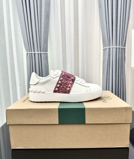 Valentino Studded Thick Sole Elevated Leather Casual Daily Sneakers