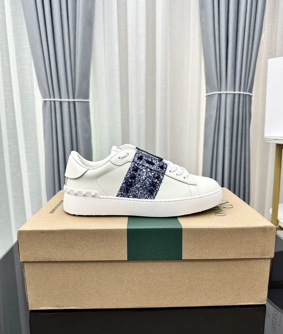 Valentino Studded Thick Sole Elevated Leather Casual Daily Sneakers