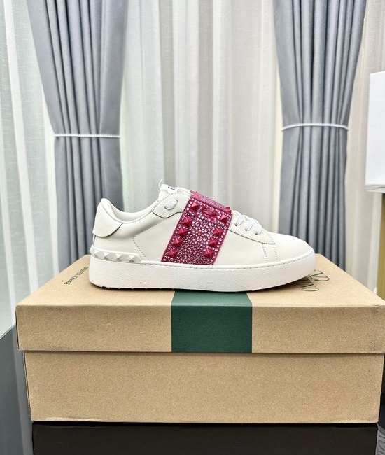 Valentino Studded Thick Sole Elevated Leather Casual Daily Sneakers