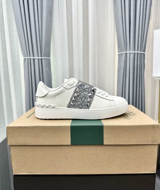 Valentino Studded Thick Sole Elevated Leather Casual Daily Sneakers