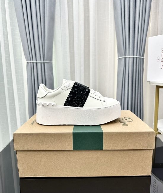 Valentino Studded Platform Elevated Leather Casual Walking Sneakers
