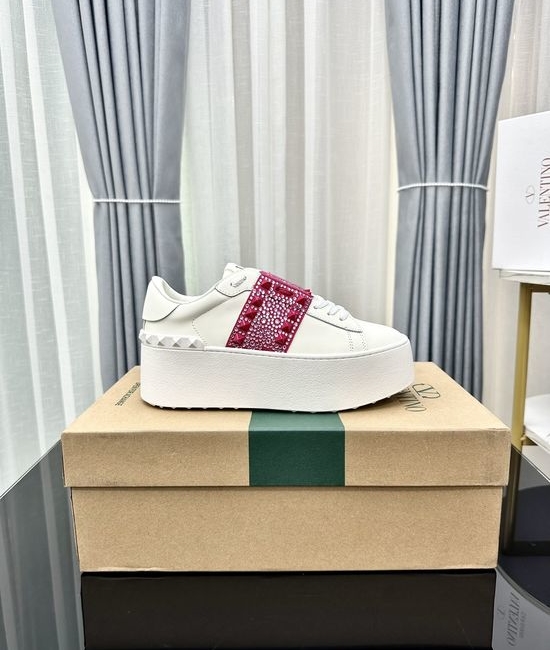 Valentino Studded Platform Elevated Leather Casual Walking Sneakers