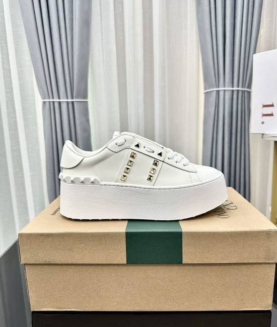 Valentino Studded Platform Elevated Leather Casual Walking Sneakers