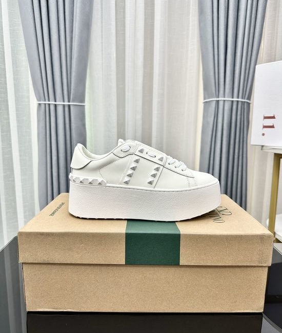Valentino Studded Platform Elevated Leather Casual Walking Sneakers