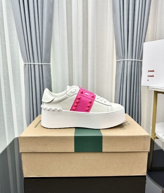 Valentino Studded Platform Elevated Leather Casual Walking Sneakers