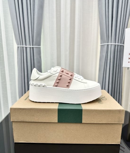 Valentino Studded Platform Elevated Leather Casual Walking Sneakers