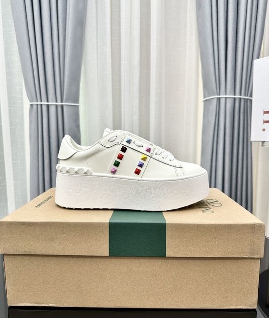 Valentino Studded Platform Elevated Leather Casual Walking Sneakers